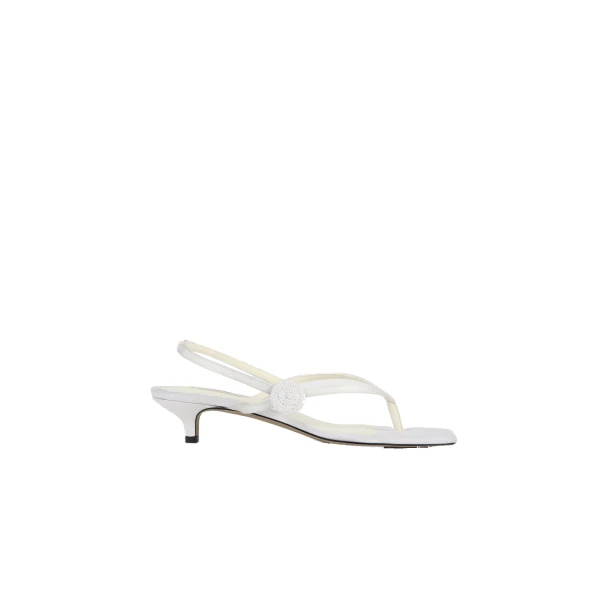 Toteme Slingback satin flip flops in Ecru