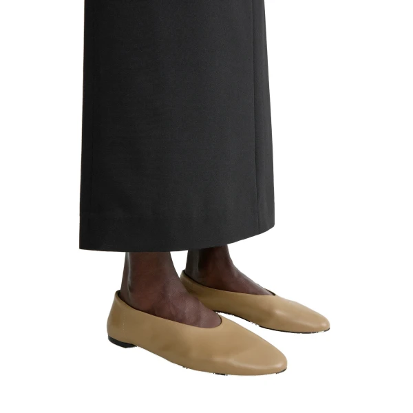 Slip nappa ballerinas in Desert - Image 3