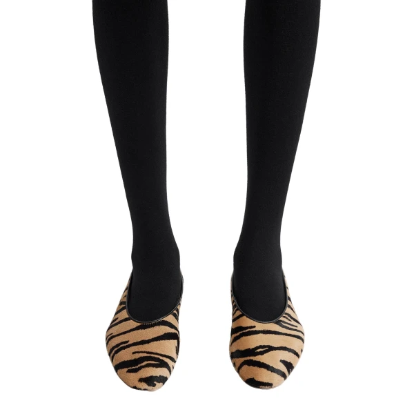 Slip pony hair ballerinas in Tiger - Image 2