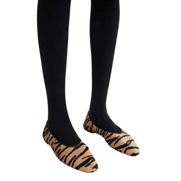 Slip pony hair ballerinas in Tiger - Image 3