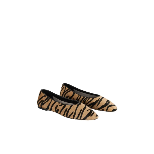 Slip pony hair ballerinas in Tiger - Image 4