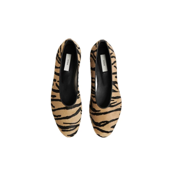 Slip pony hair ballerinas in Tiger - Image 5