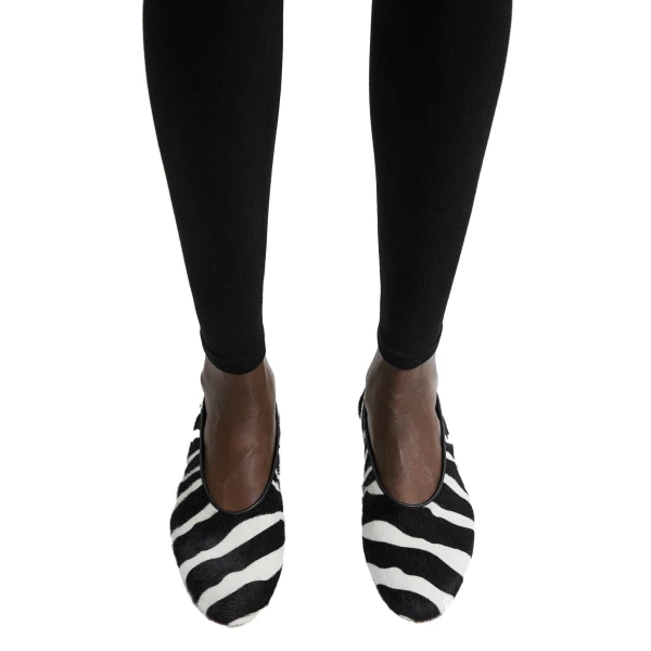 Slip pony hair ballerinas in Zebra - Image 2