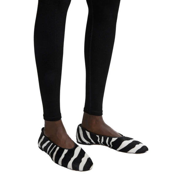 Slip pony hair ballerinas in Zebra - Image 3