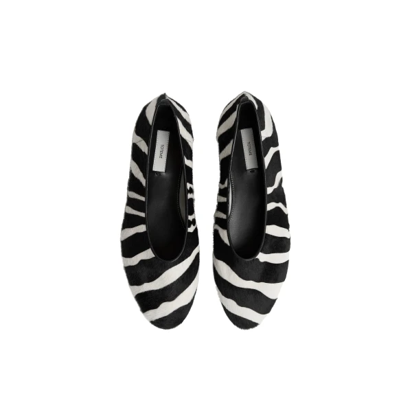 Slip pony hair ballerinas in Zebra - Image 4