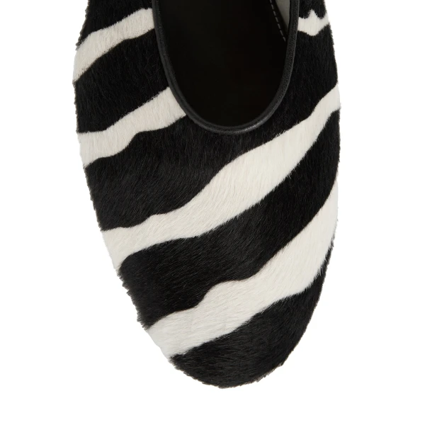 Slip pony hair ballerinas in Zebra - Image 6
