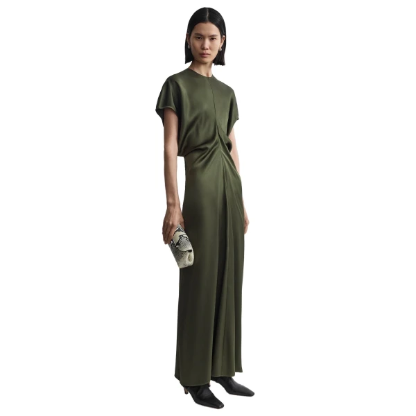Toteme Slouch waist dress in Dark green, view 3