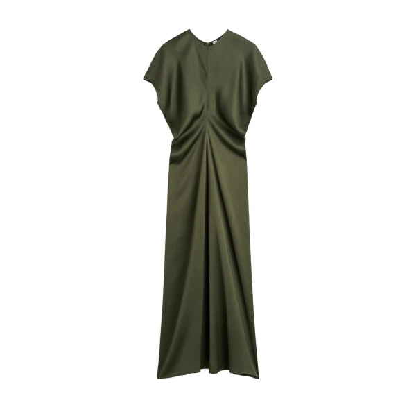 Slouch waist dress in Dark green