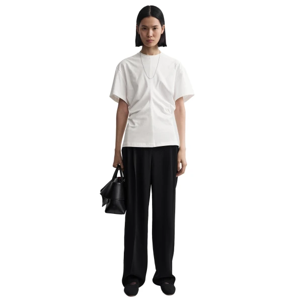 Toteme Slouch waist jersey top in White, view 2