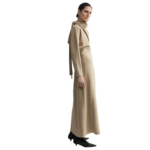 Toteme Slouch waist scarf dress in Fawn, view 3
