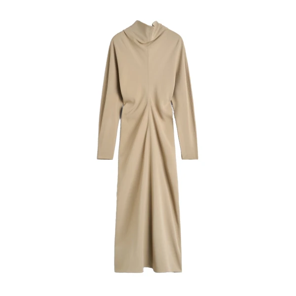 Slouch waist scarf dress in Fawn