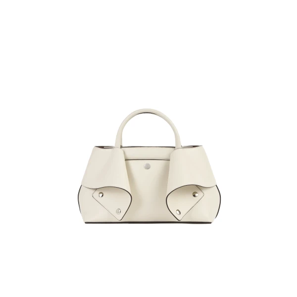 Small Mercer leather tote in Stone / Red