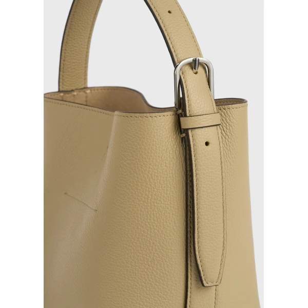 Small belted grained-leather tote in Cashew - Image 5