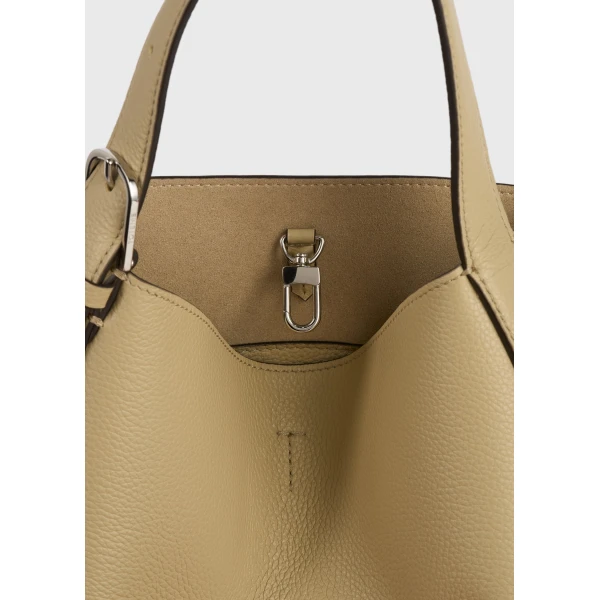 Small belted grained-leather tote in Cashew - Image 6