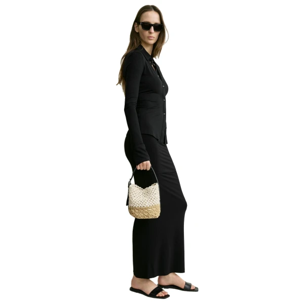 Small belted paper raffia tote in Ecru / Vanilla - Image 2