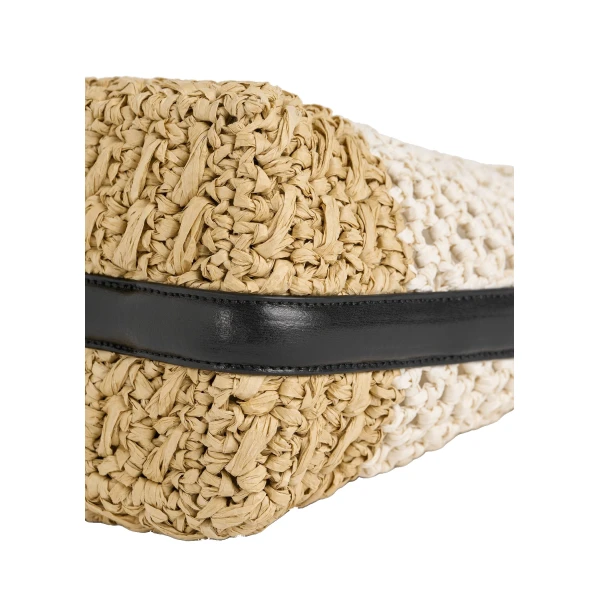 Small belted paper raffia tote in Ecru / Vanilla - Image 5