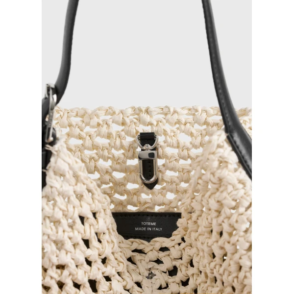 Small belted paper raffia tote in Ecru / Vanilla - Image 6