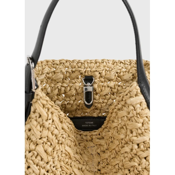 Small belted paper raffia tote in Natural - Image 6