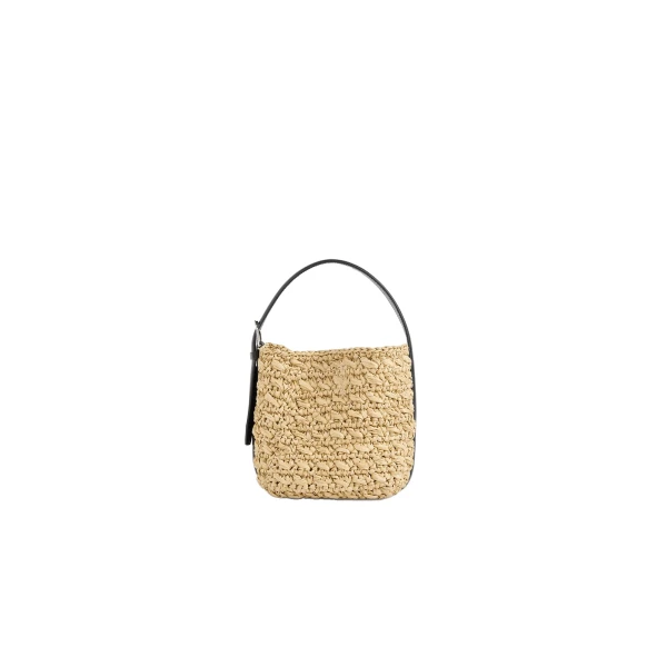 Small belted paper raffia tote in Natural