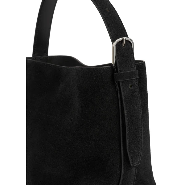 Small belted suede tote in Black - Image 5