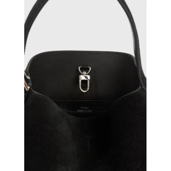Small belted suede tote in Black - Image 6
