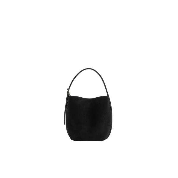 Toteme Small belted suede tote in Black