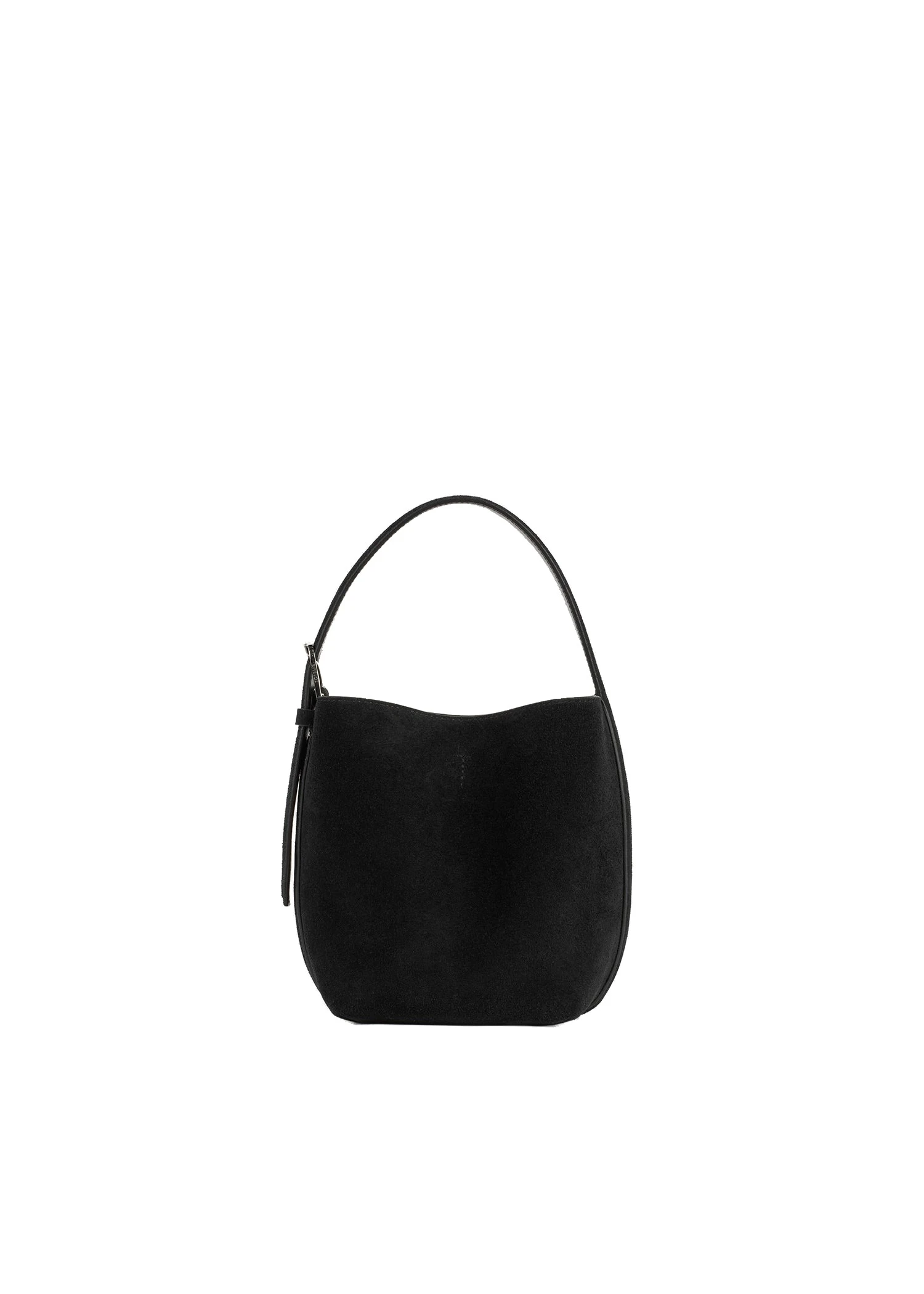 Small belted suede tote in Black