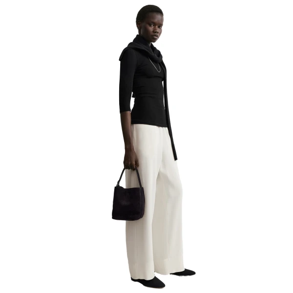 Small belted suede tote in Espresso - Image 2