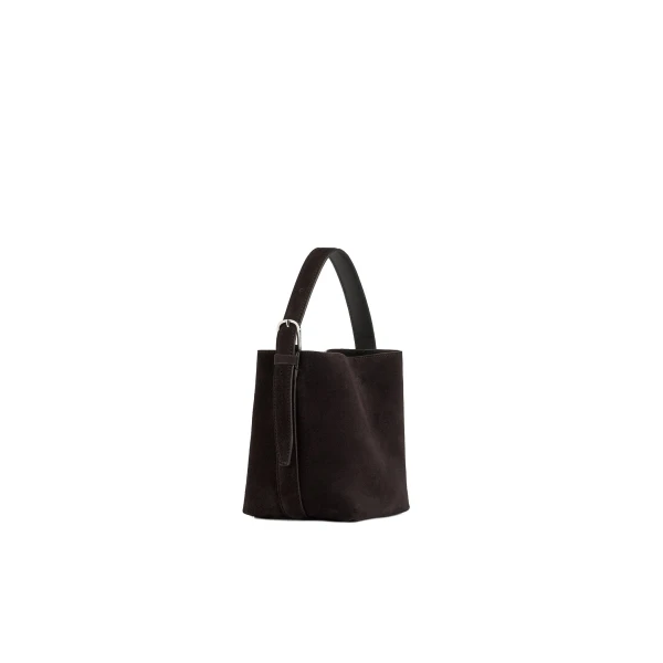 Small belted suede tote in Espresso - Image 4