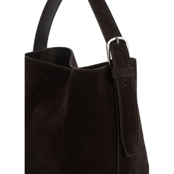Small belted suede tote in Espresso - Image 5