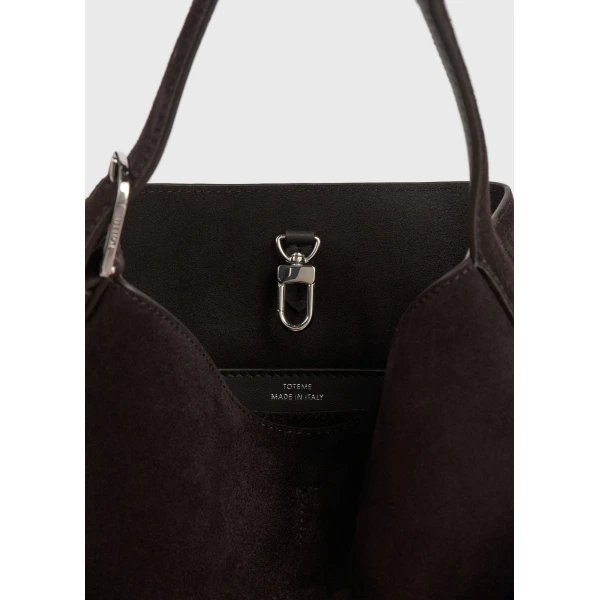 Small belted suede tote in Espresso - Image 6