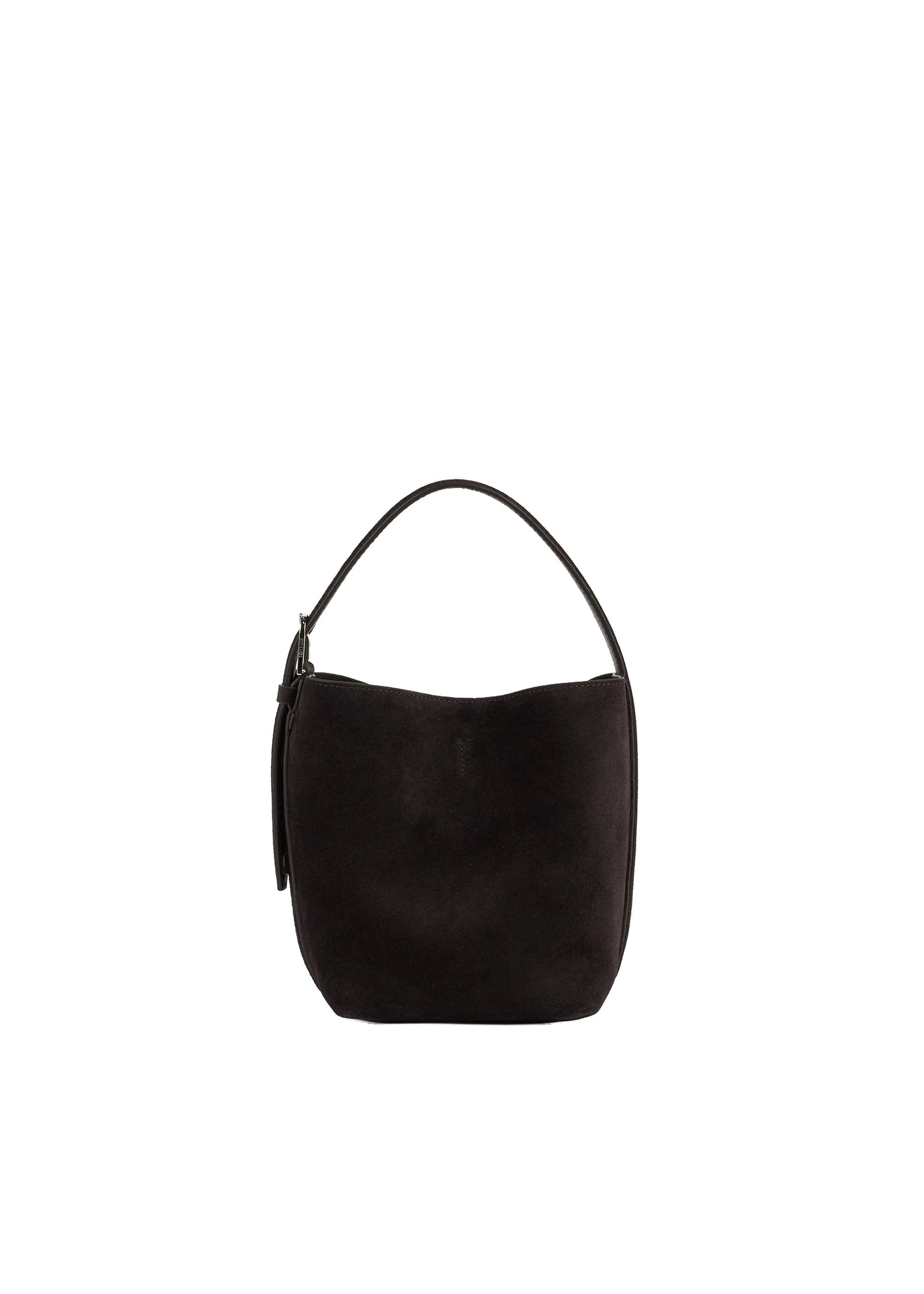 Small belted suede tote in Espresso