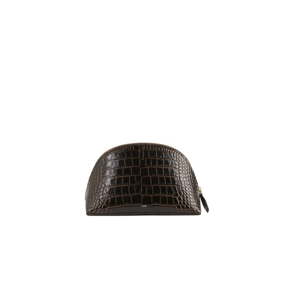 Toteme Small croco-embossed day pouch in Dark brown