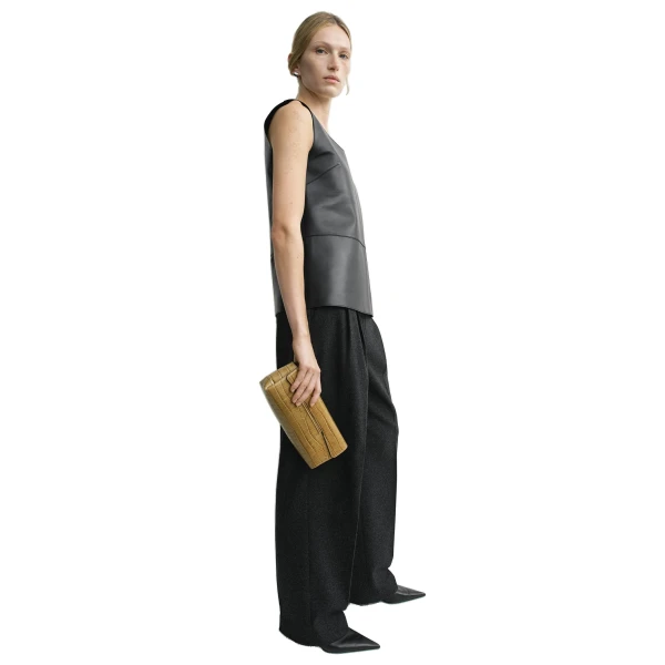Soft croco-embossed T-clutch in Biscuit - Image 3