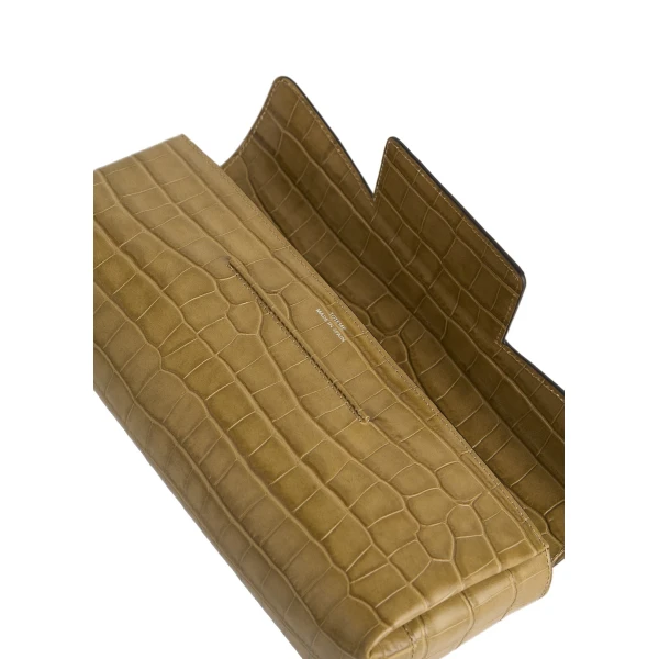 Soft croco-embossed T-clutch in Biscuit - Image 4