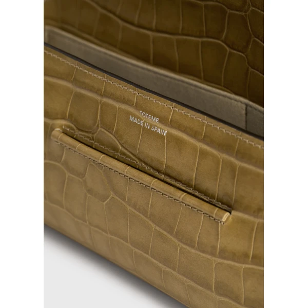 Soft croco-embossed T-clutch in Biscuit - Image 6