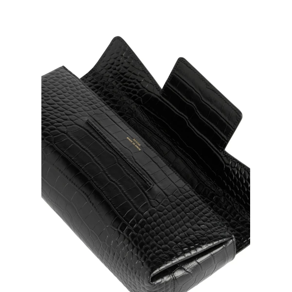 Soft croco-embossed T-clutch in Black - Image 5
