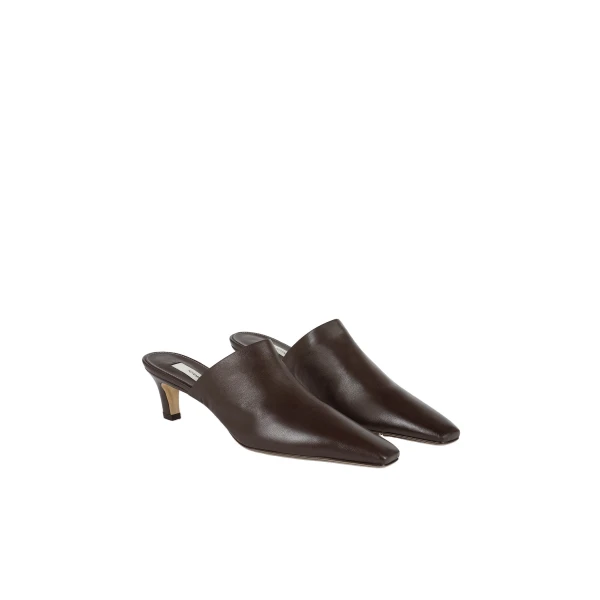 Soft nappa mules in Bark - Image 4