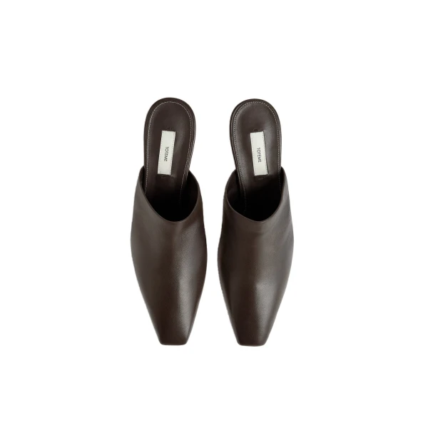 Soft nappa mules in Bark - Image 5