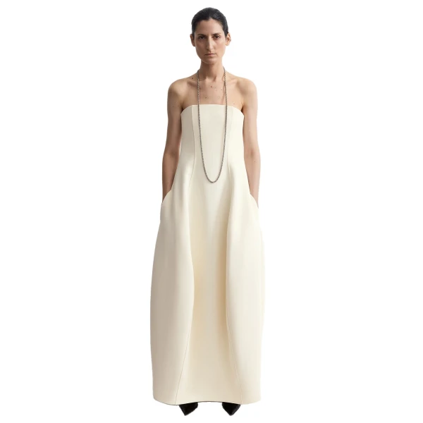 Toteme Strapless balloon dress in Ecru, view 2