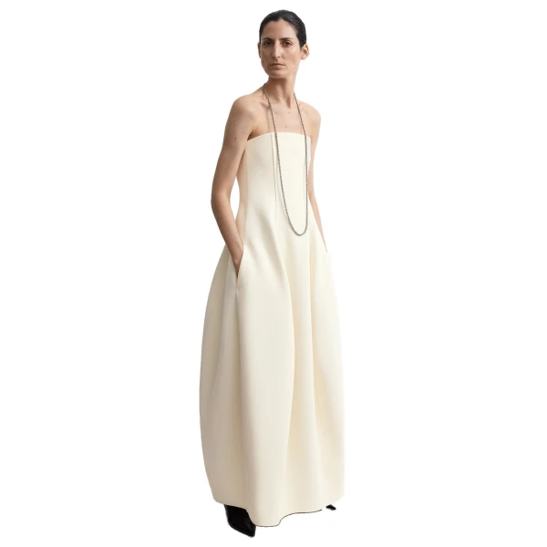 Toteme Strapless balloon dress in Ecru, view 3