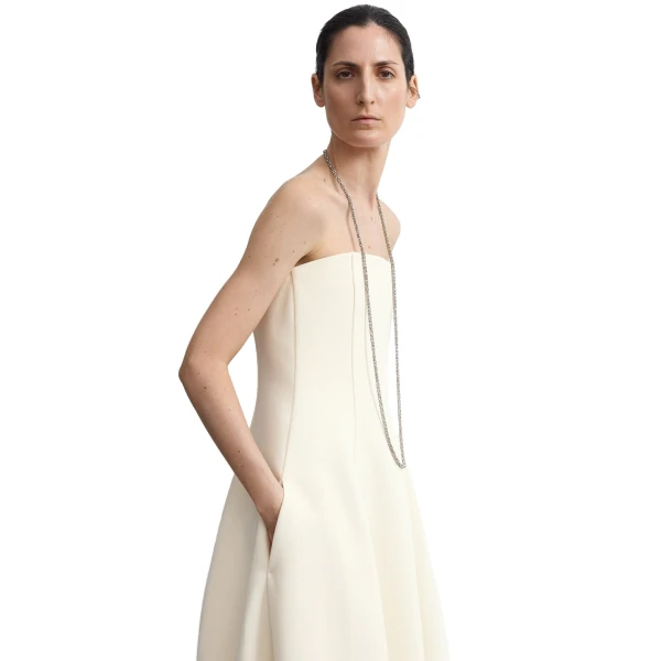 Toteme Strapless balloon dress in Ecru, view 5