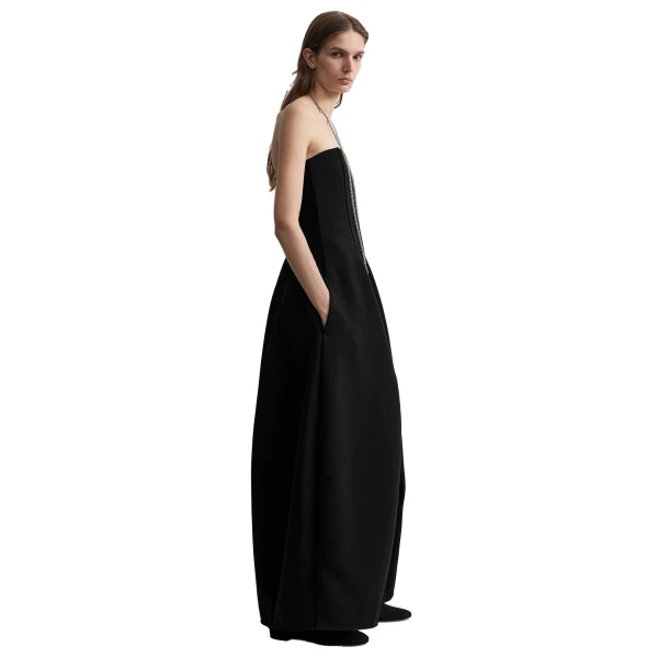 Toteme Strapless balloon dress in Washed black, view 3