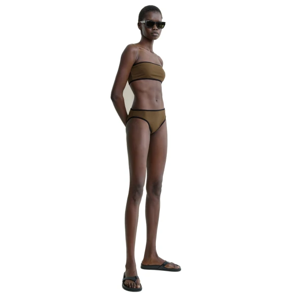 Toteme Stripe edge bikini bottoms in Walnut, view 3