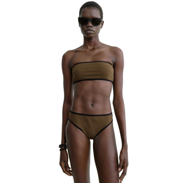 Toteme Stripe edge bikini bottoms in Walnut, view 5