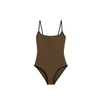 Toteme Stripe edge swimsuit in Walnut