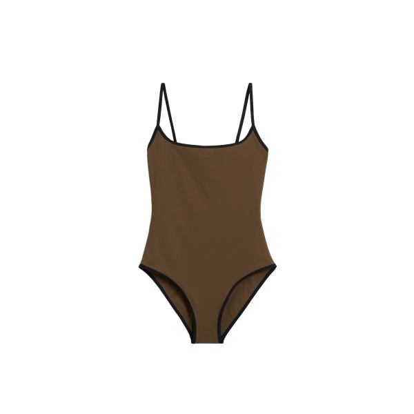 Toteme Stripe edge swimsuit in Walnut