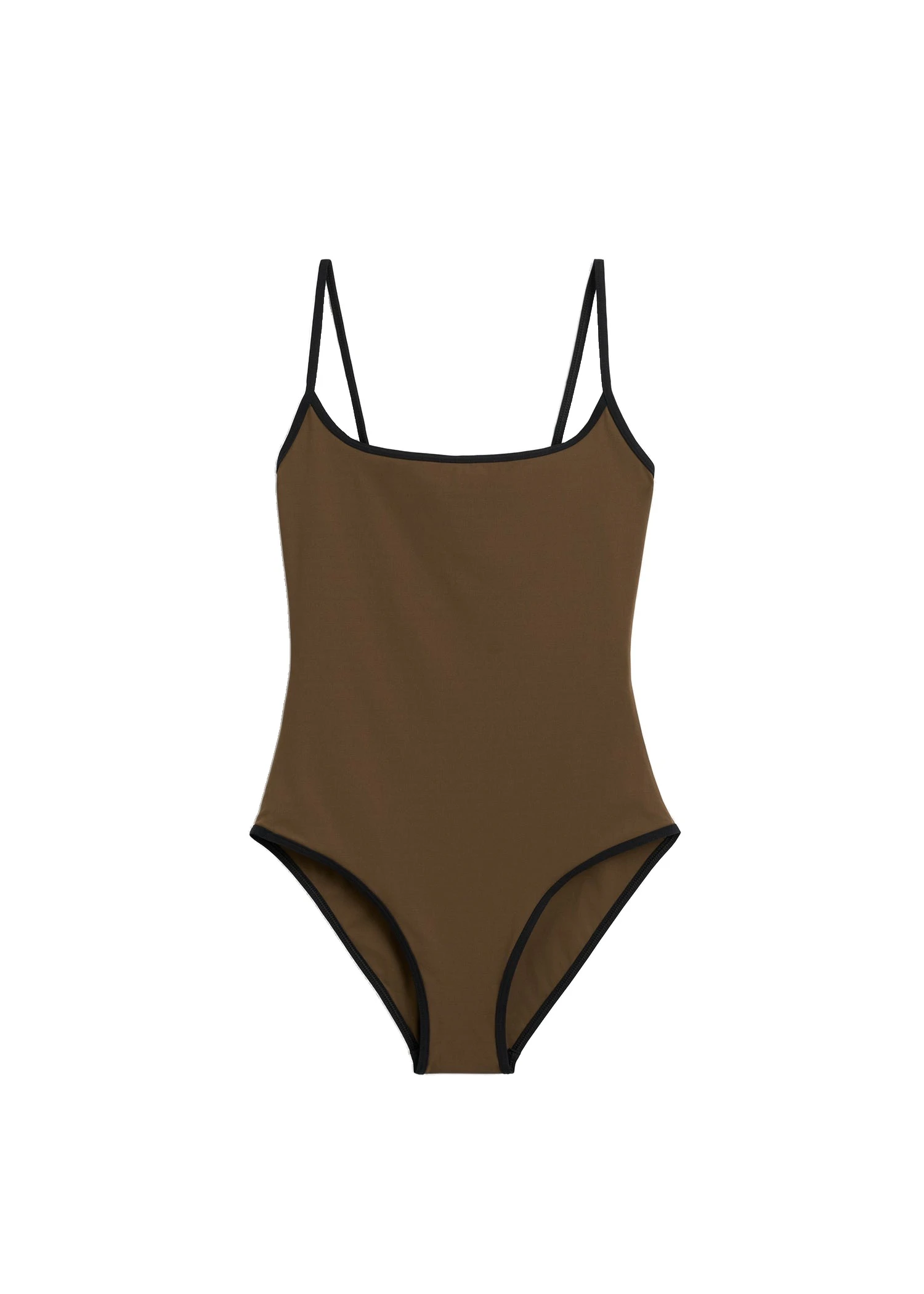 Toteme-Stripe-edge-swimsuit-in-Walnut-white Toteme Stripe edge swimsuit in Walnut