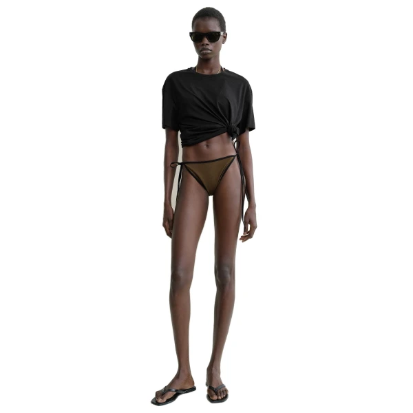 Toteme Stripe tie bikini bottoms in Walnut, view 2