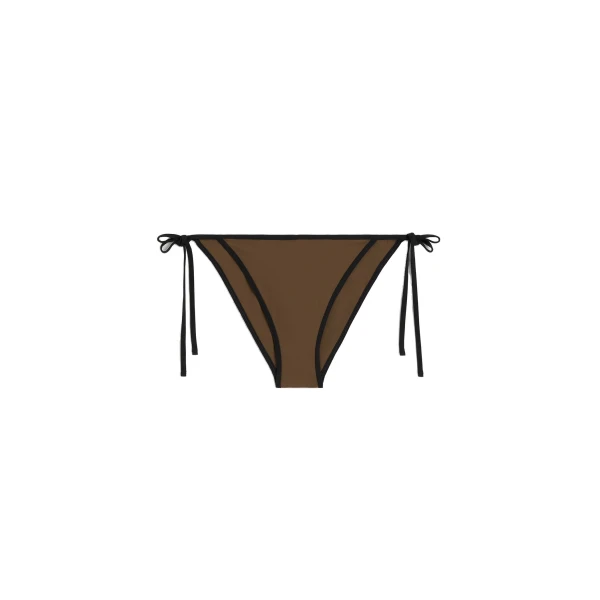 Stripe tie bikini bottoms in Walnut